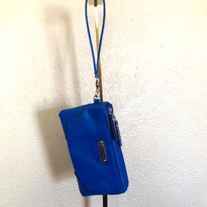 Franco Sarto Blue Clutch Wristlet Leather Design